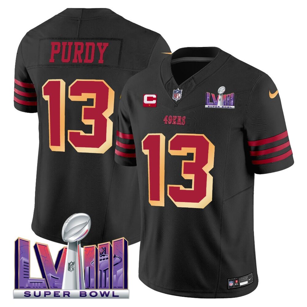 Men’s San Francisco 49ers Super Bowl LVIII Patch Vapor Limited Jersey Stitched